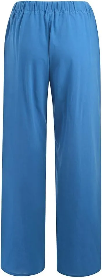 Linen Wide Leg Pants Women Summer Palazzo Pants Flowy Beach Pants Casual Loose Trousers 2025 Baggy Lounge Pants