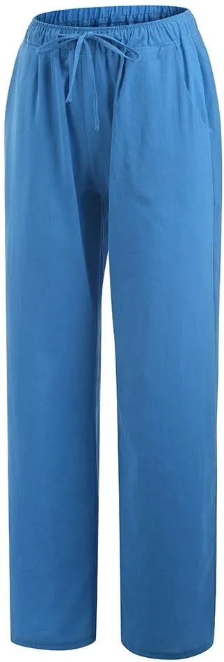 Linen Wide Leg Pants Women Summer Palazzo Pants Flowy Beach Pants Casual Loose Trousers 2025 Baggy Lounge Pants