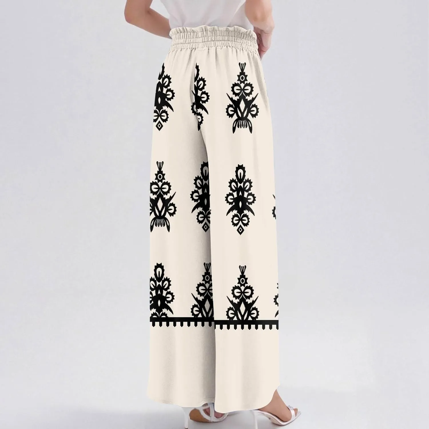 Loose Pants for Women Baggy Boho High Waisted Bohemian Print Flowy Loose Fit Plus Size Wide Leg Trousers
