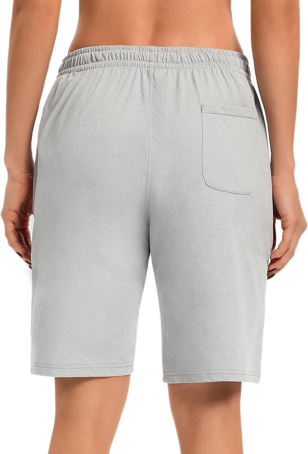 LUCKYCATCUS Women's Bermuda Shorts Jersey Shorts with Pockets Yoga Walking Athletic Long Shorts for Women Knee Length