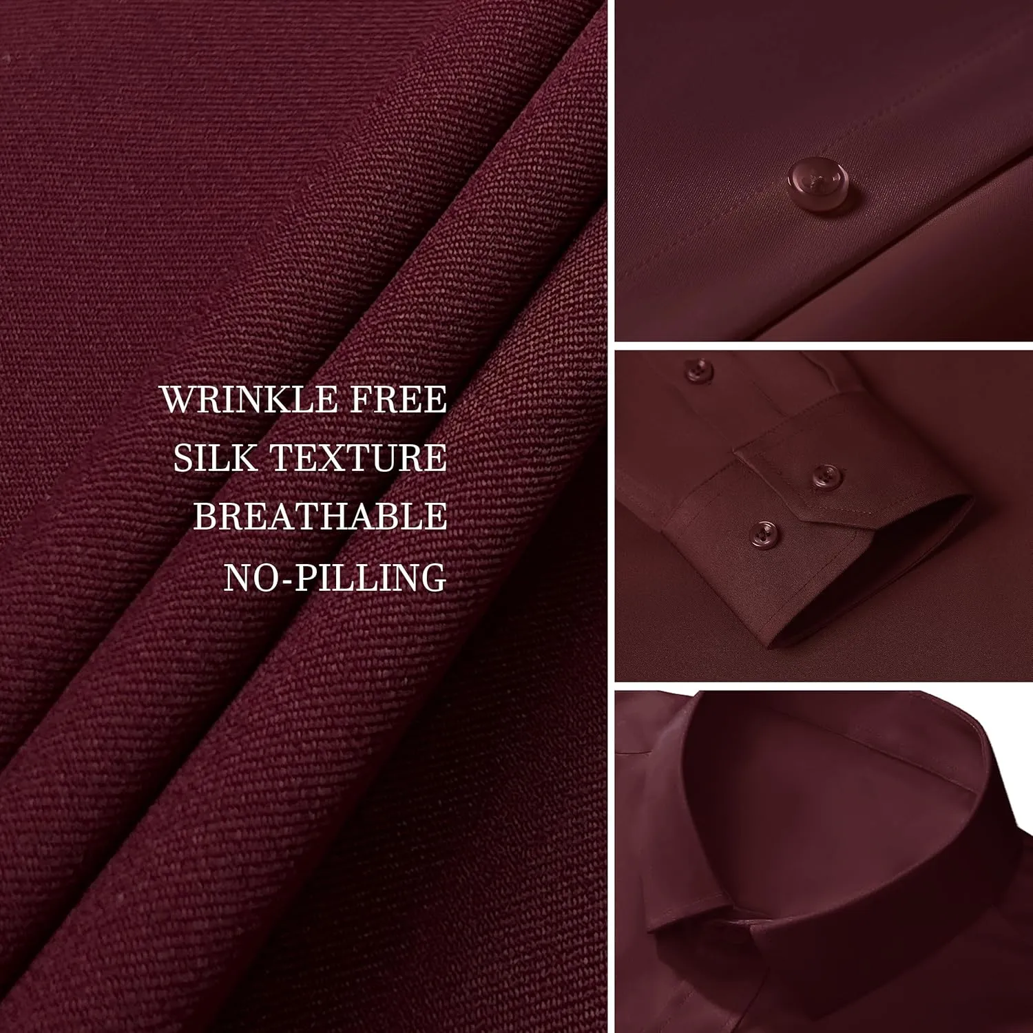 LUPURTY Dress Shirts for Men Long Sleeve Regular Fit Button Down Shirt Stretch Wrinkle Free Business Formal
