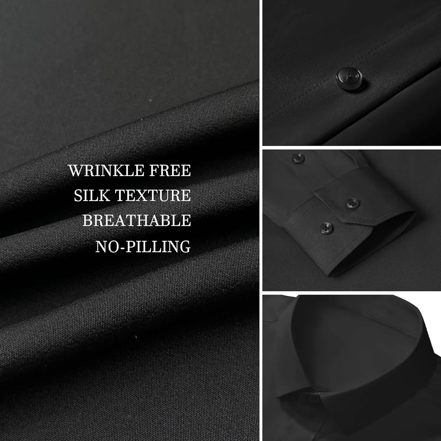 LUPURTY Dress Shirts for Men Long Sleeve Regular Fit Button Down Shirt Stretch Wrinkle Free Business Formal