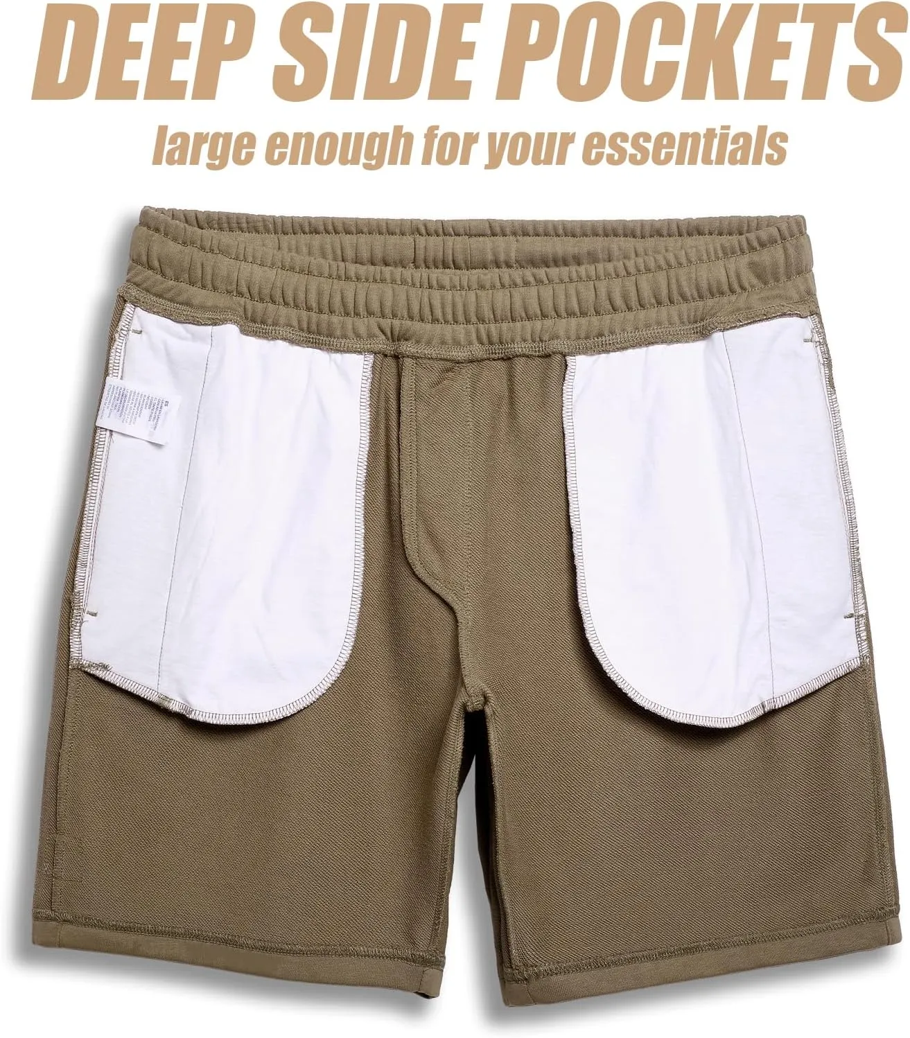 maamgic Mens Sweat Shorts 7" Above Knee Workout Gym Shorts Lounge Shorts with Zipper Pockets