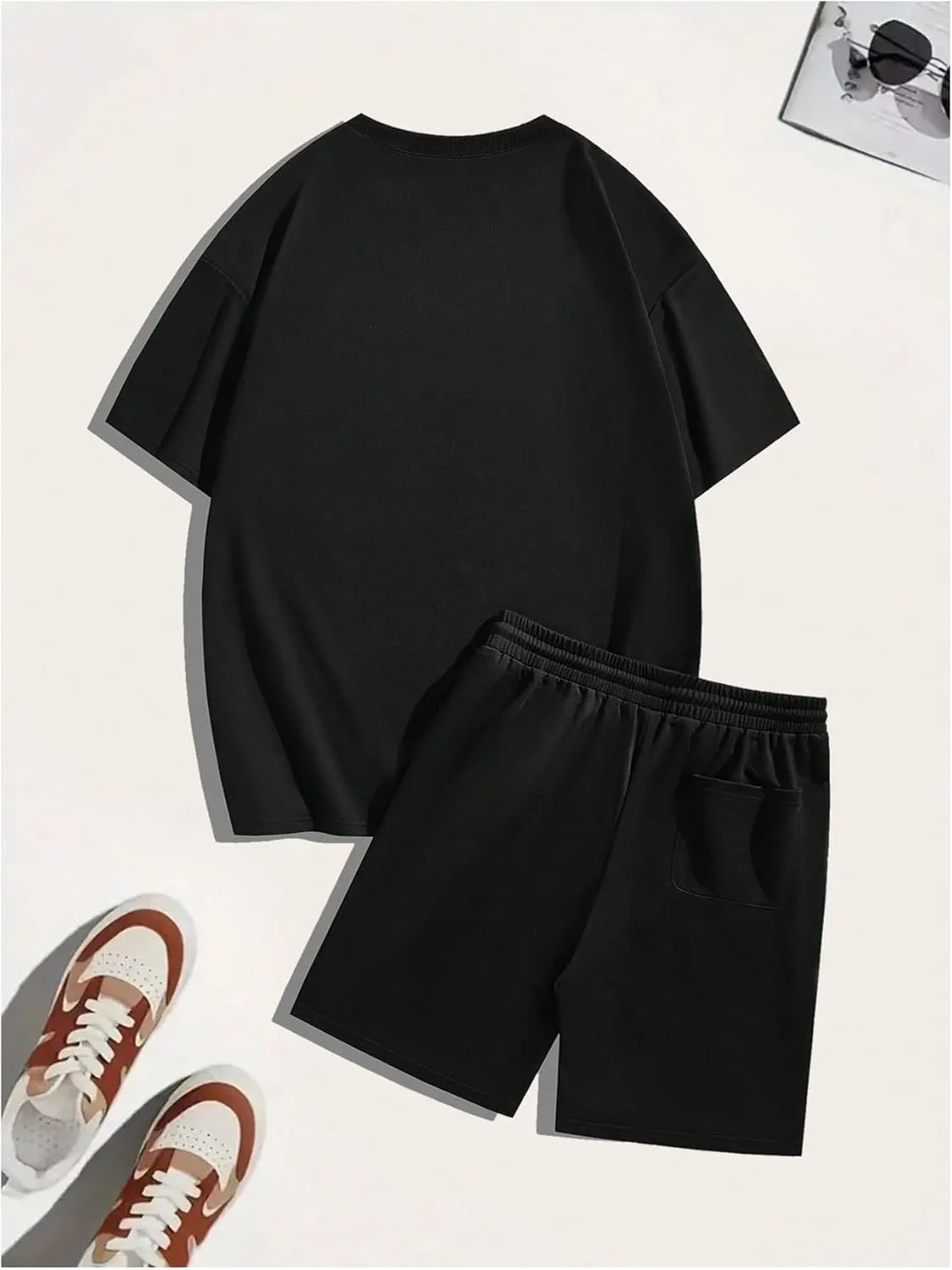 Men's 2 Piece Shorts Set Cross Graphic Short Sleeve Crewneck T Shirt Tracksuit Outfits
