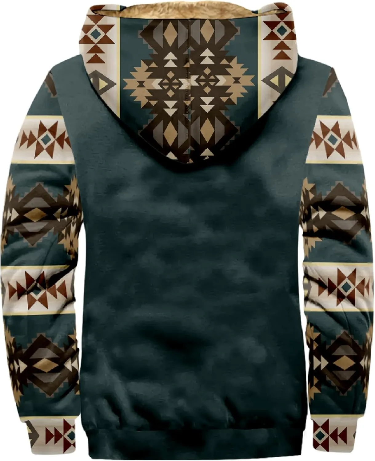 Men's Aztec Hoodies Jackets Long Sleeve Zip Up Winter Sweatshirt Coat Casual Vintage With Pocket, S-5XL