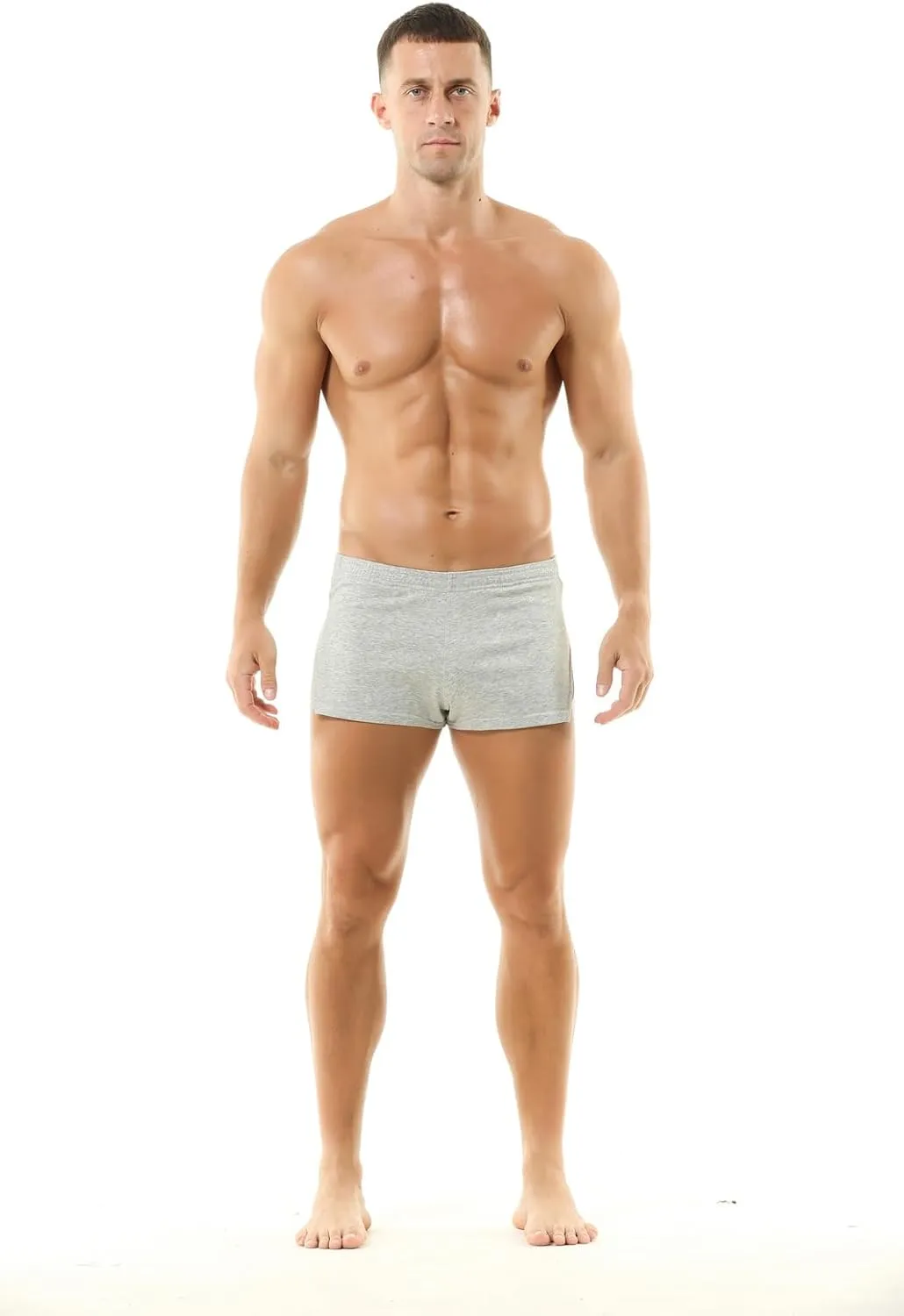 Men's Boxer Shorts Cotton Lounge Shorts Split Side Casual Activewear Solid Workout Shorts with Pockets