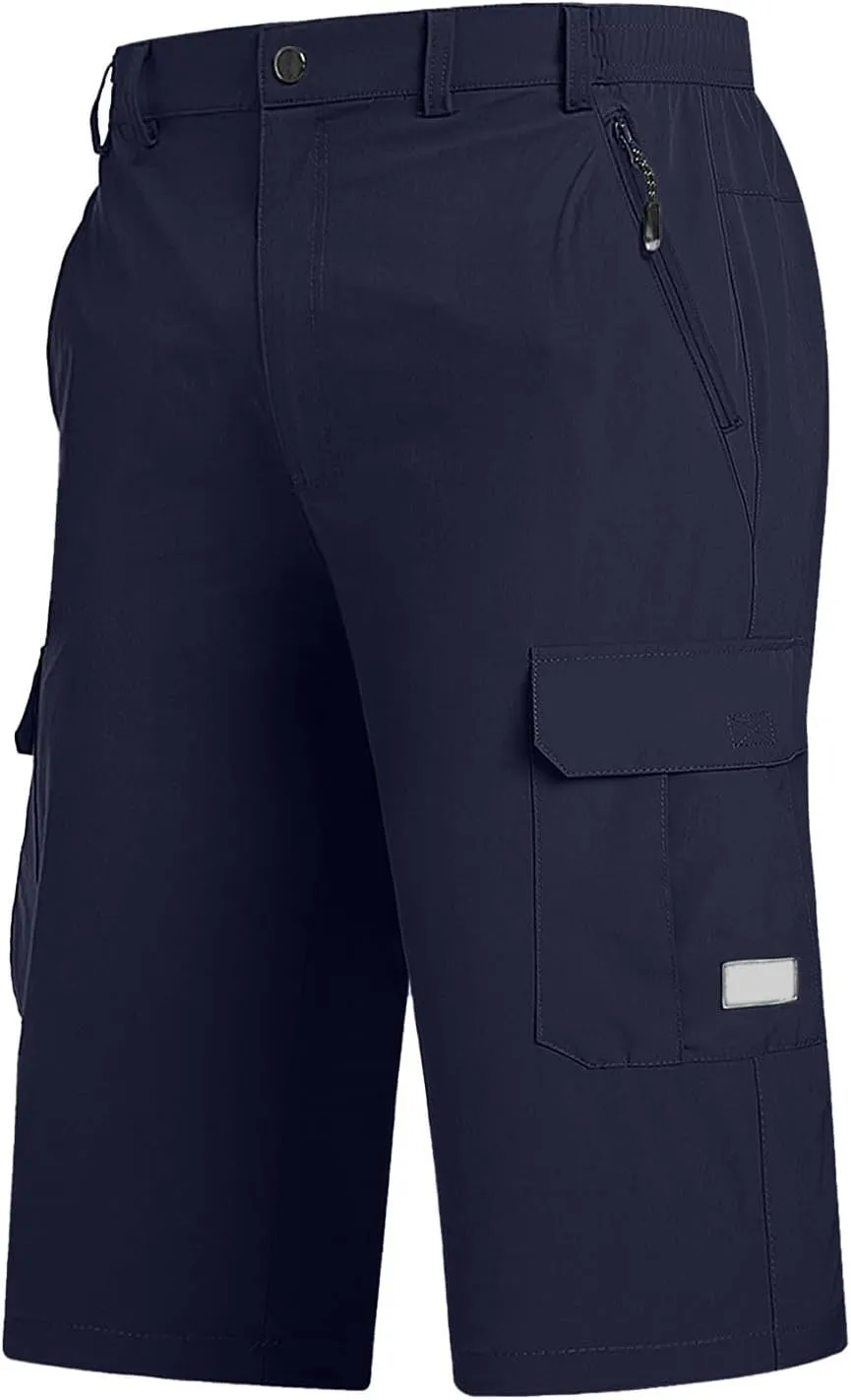 Mens Capri Cargo Pants Twill Multi Pockets Casual 3/4 Hiking Work Shorts for Men Athletic Fit Golf Tennis Tactical Pants