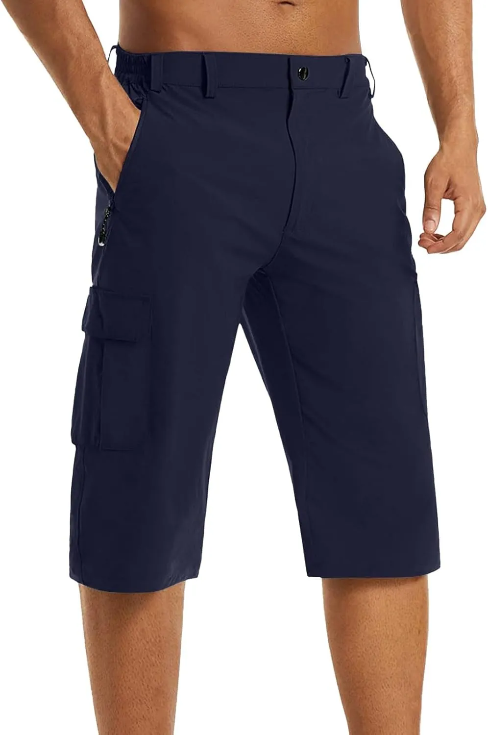 Mens Capri Cargo Pants Twill Multi Pockets Casual 3/4 Hiking Work Shorts for Men Athletic Fit Golf Tennis Tactical Pants