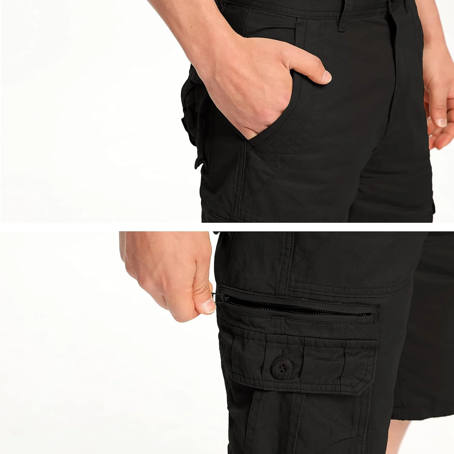 Men's Cargo Shorts Relaxed Fit, Cotton Twill Work Shorts, Outdoor Lightweight Casual Shorts for Men with Pockets
