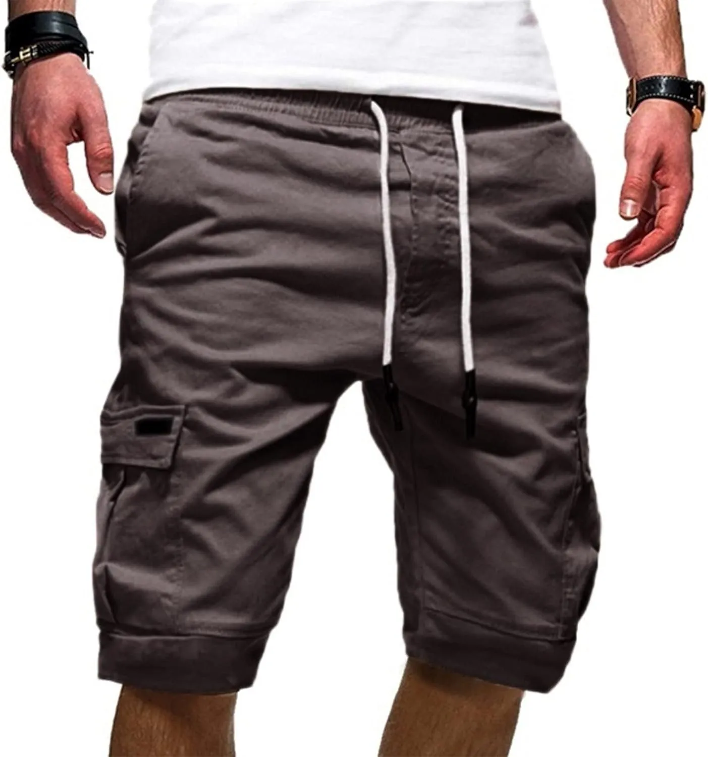 Mens Classic Cargo Work Shorts Sports Pants Loose Straight Leg Trouser with Pockets Hiking Outdoor Joggers Overalls