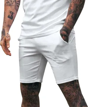 Men's Classic Fit Flat Front Shorts Stretch Solid Color Chino Shorts Lightweight Athletic Workout Gym Shorts Pants
