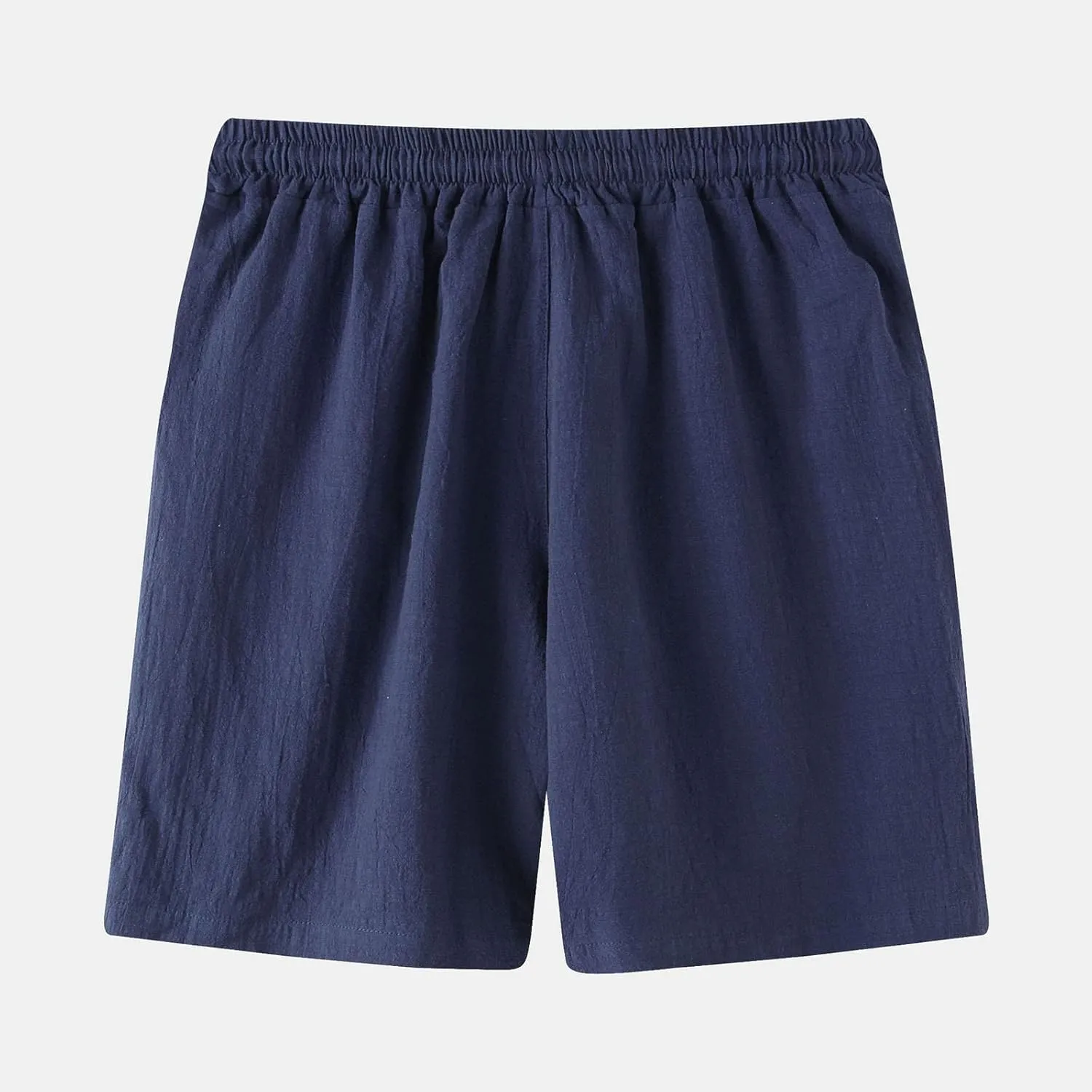 Mens Cotton Linen Shorts Drawstring Elastic Waist Shorts with Pocket Simple Trendy Summer Beach Casual Gym Shorts