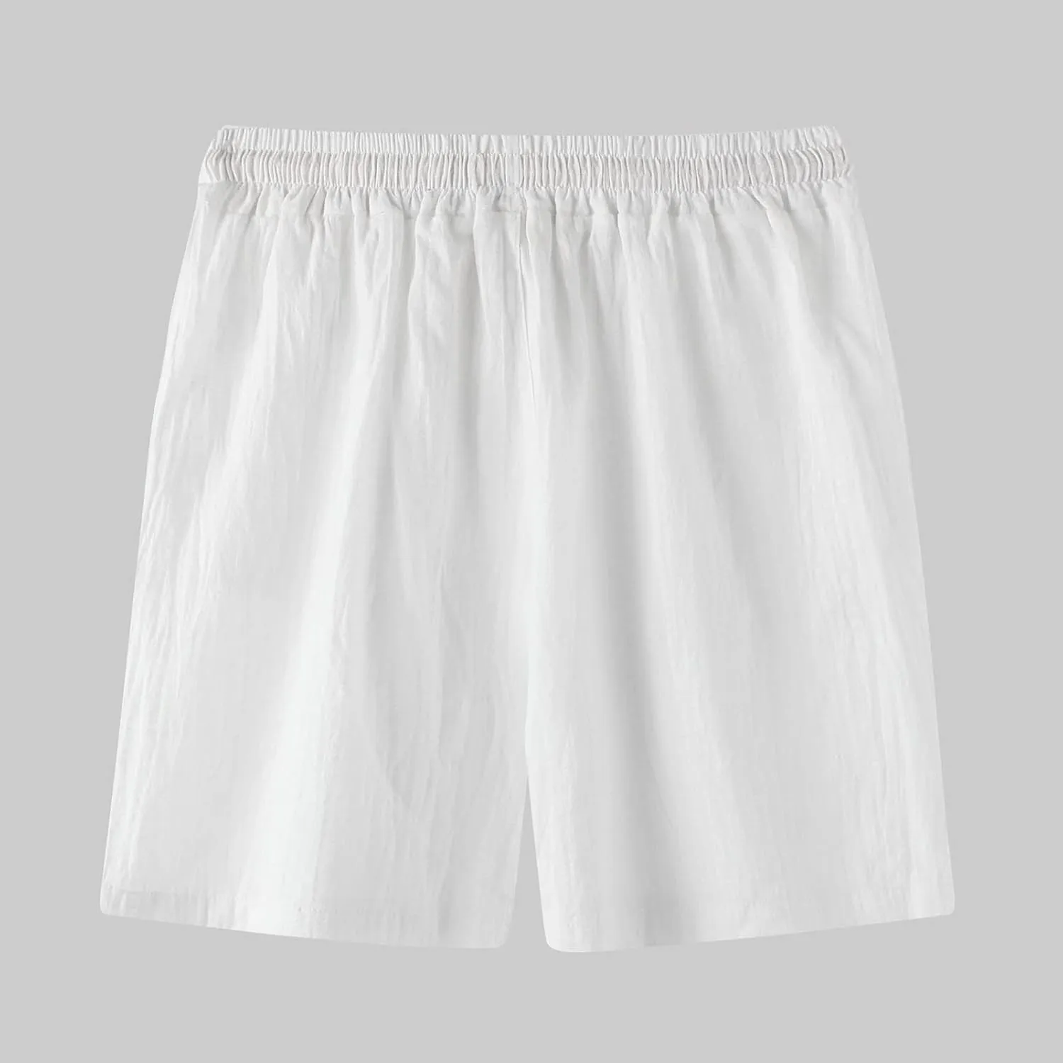 Mens Cotton Linen Shorts Drawstring Elastic Waist Shorts with Pocket Simple Trendy Summer Beach Casual Gym Shorts
