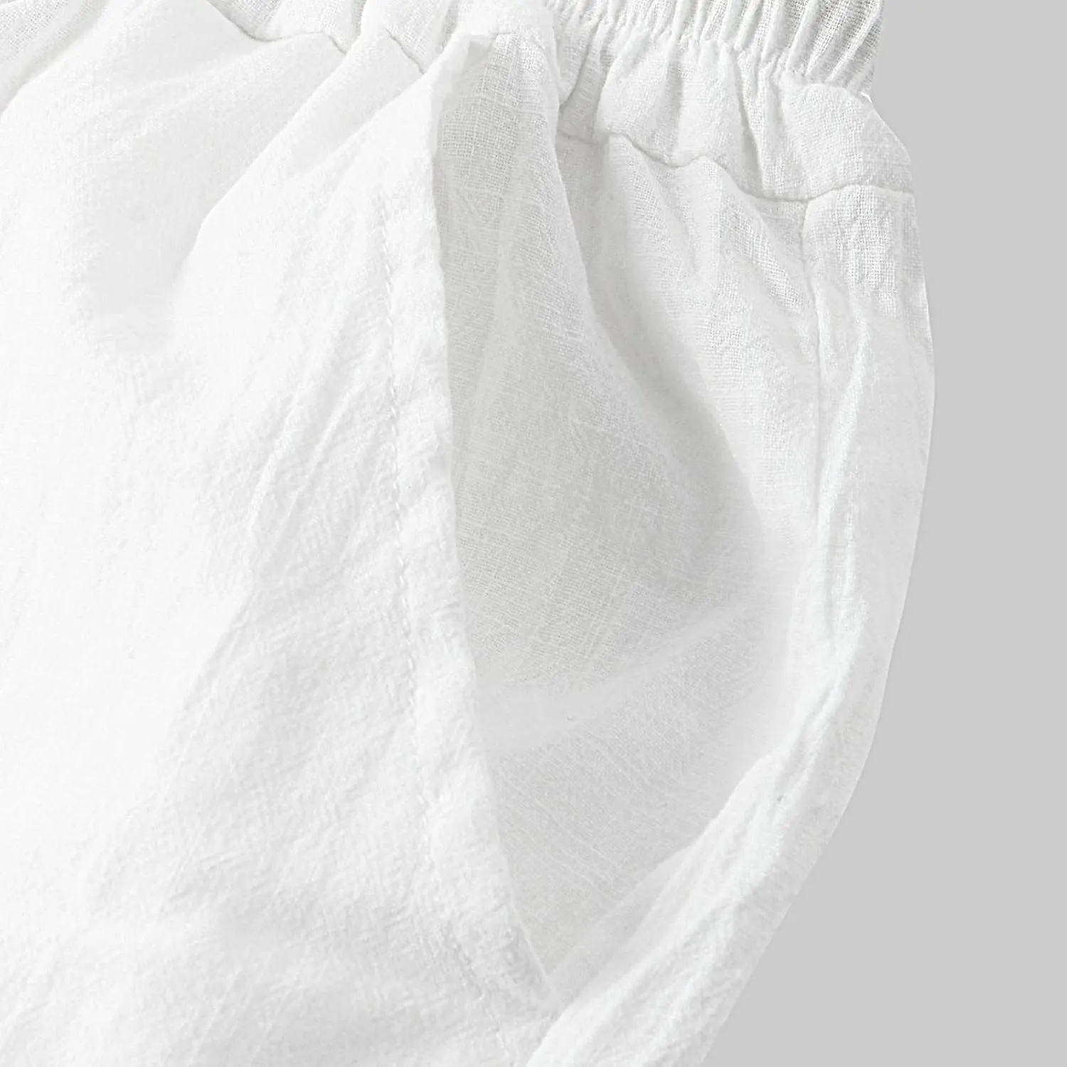 Mens Cotton Linen Shorts Drawstring Elastic Waist Shorts with Pocket Simple Trendy Summer Beach Casual Gym Shorts