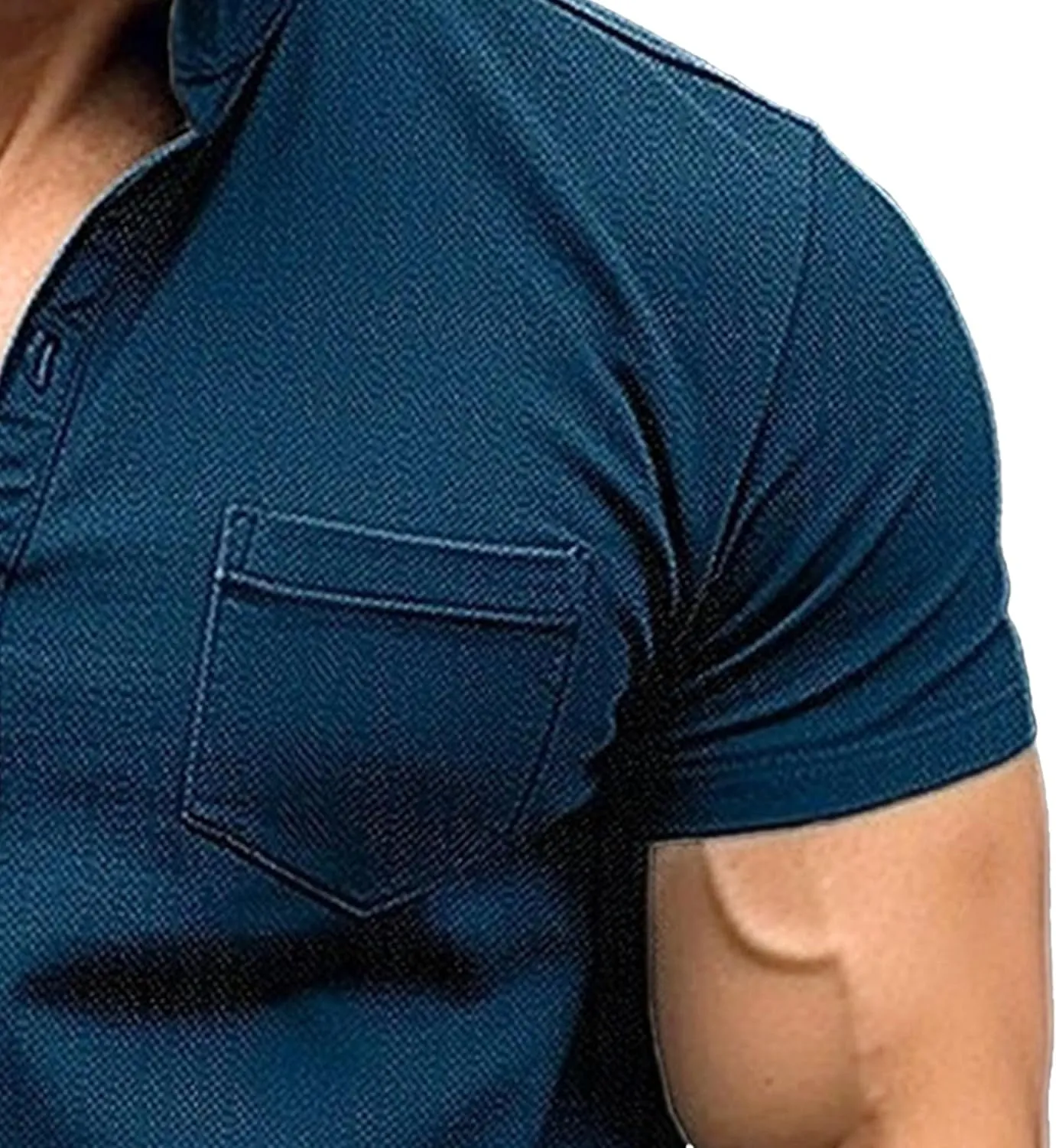 Mens Henley Shirts Short Sleeve Stylish Summer Slim Fit Tee Shirts Casual Stand Collar Basic T Shirt with Pocket