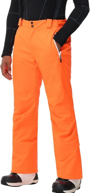Men's Insulated Snow Pants Waterproof Ski Pant for Winter Hiking Bottom Leg Zipper Outdoor Pants Zipper Pockets