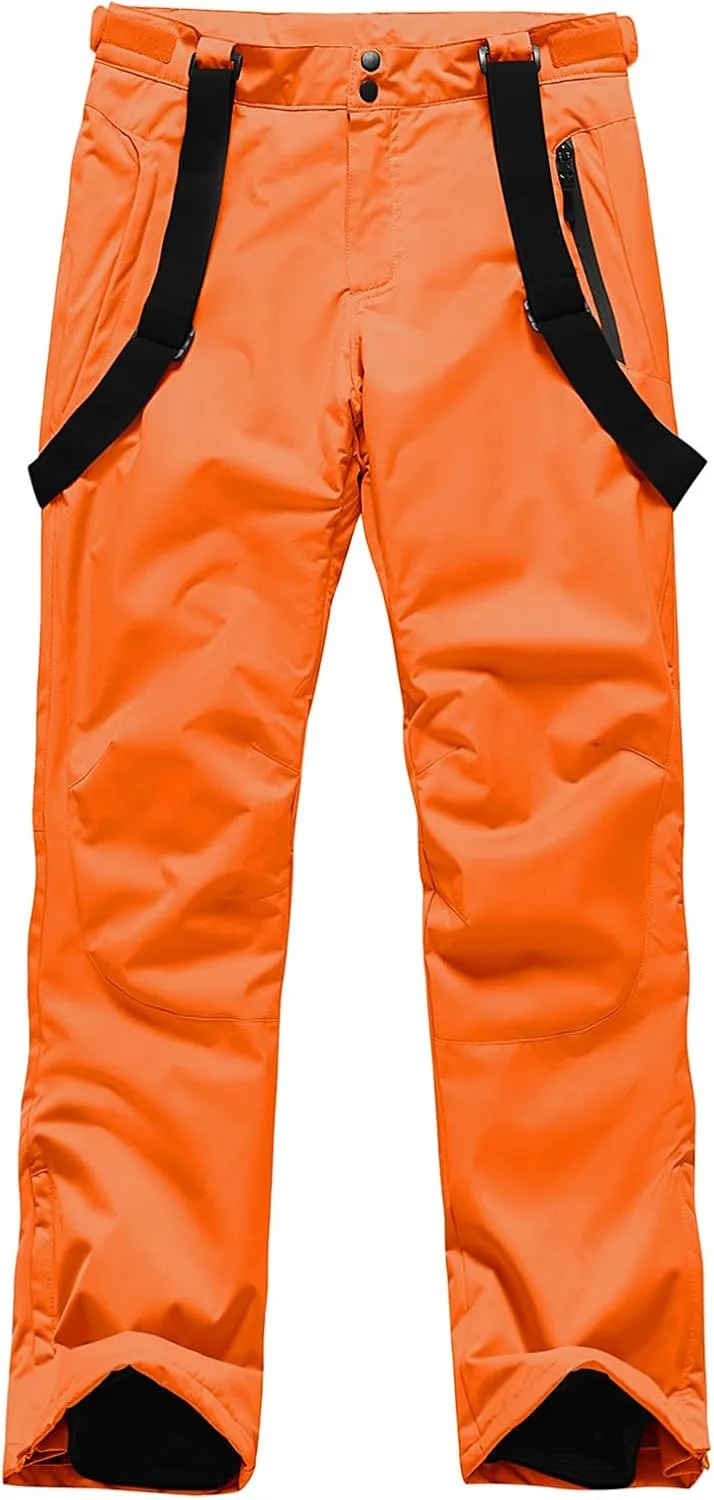 Men's Insulated Snow Pants Waterproof Ski Pant for Winter Hiking Bottom Leg Zipper Outdoor Pants Zipper Pockets