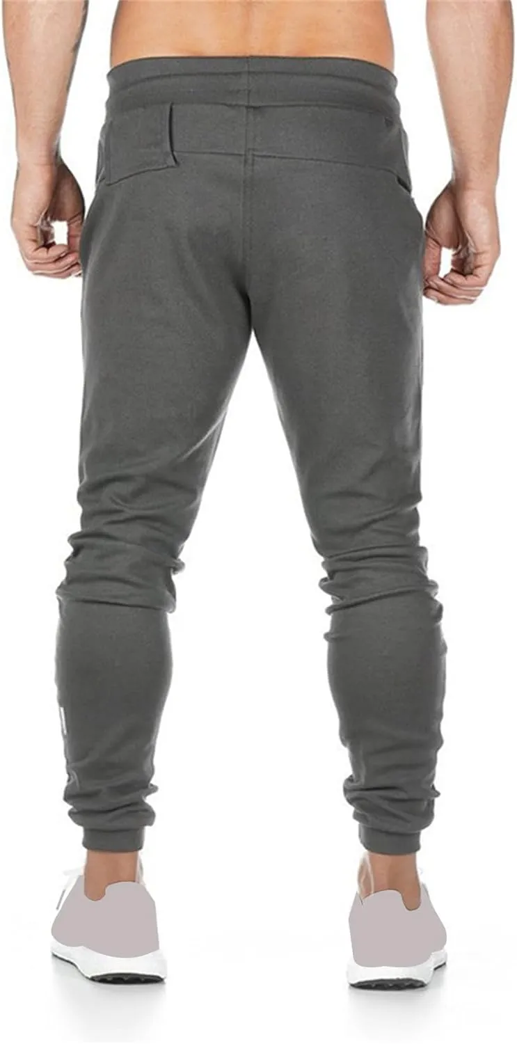 Mens Jogger Sweatpants Athletic Running Pants Lightweight Slim Fit Trousers Workout Running Pant with Zipper Pockets