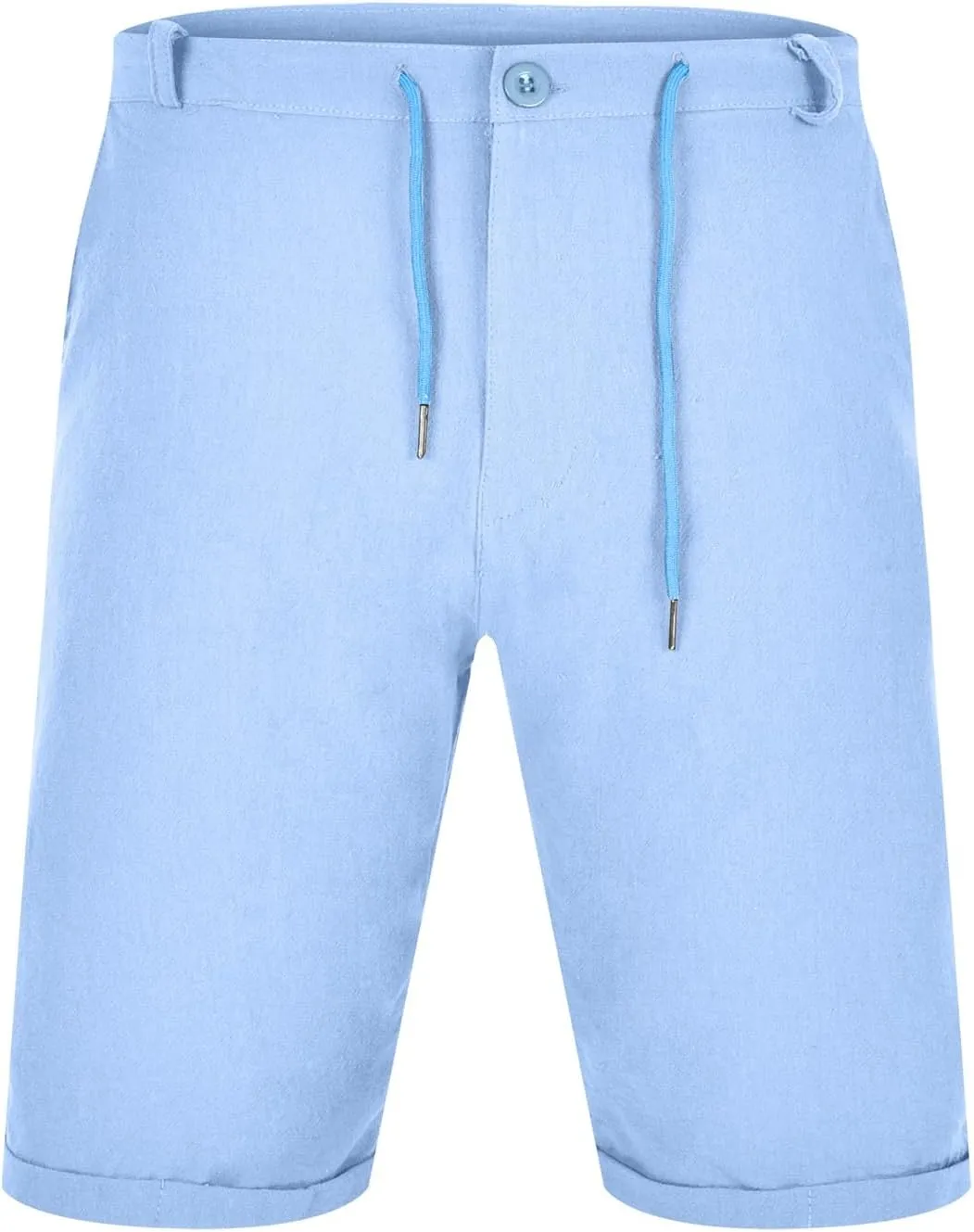 Men's Linen Regular Fit Shorts, Casual Elastic Waist Drawstring Lightweight Board Summer Beach Shorts with Pockets