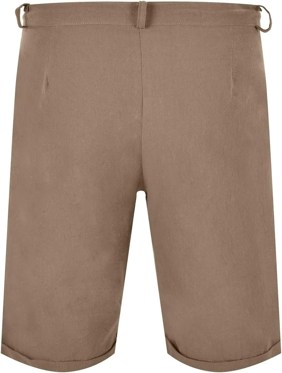 Men's Linen Regular Fit Shorts, Casual Elastic Waist Drawstring Lightweight Board Summer Beach Shorts with Pockets