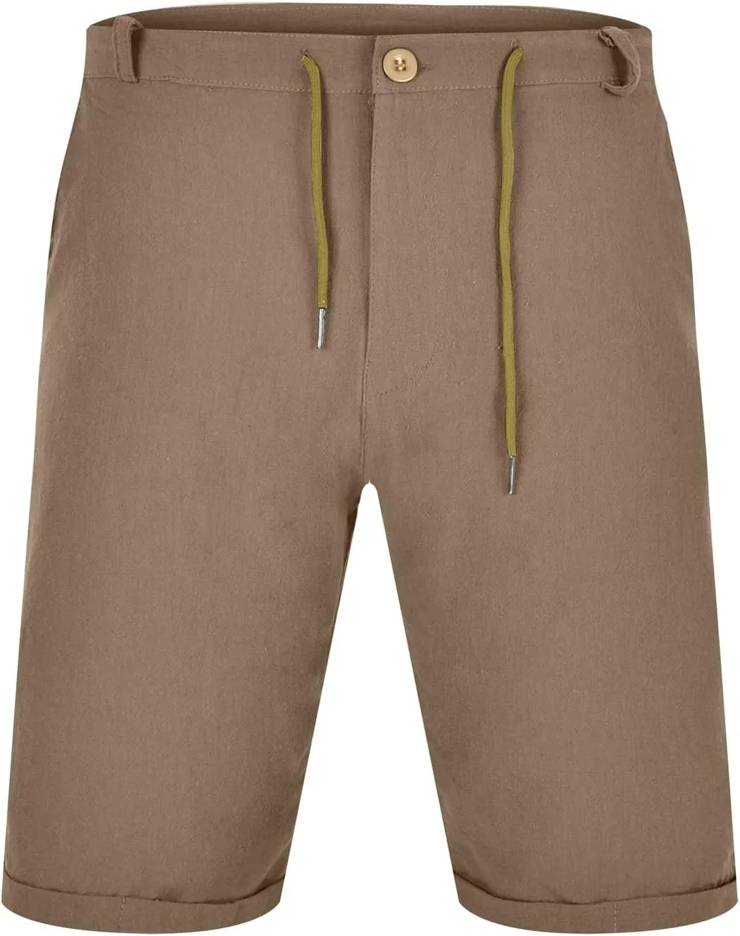 Men's Linen Regular Fit Shorts, Casual Elastic Waist Drawstring Lightweight Board Summer Beach Shorts with Pockets