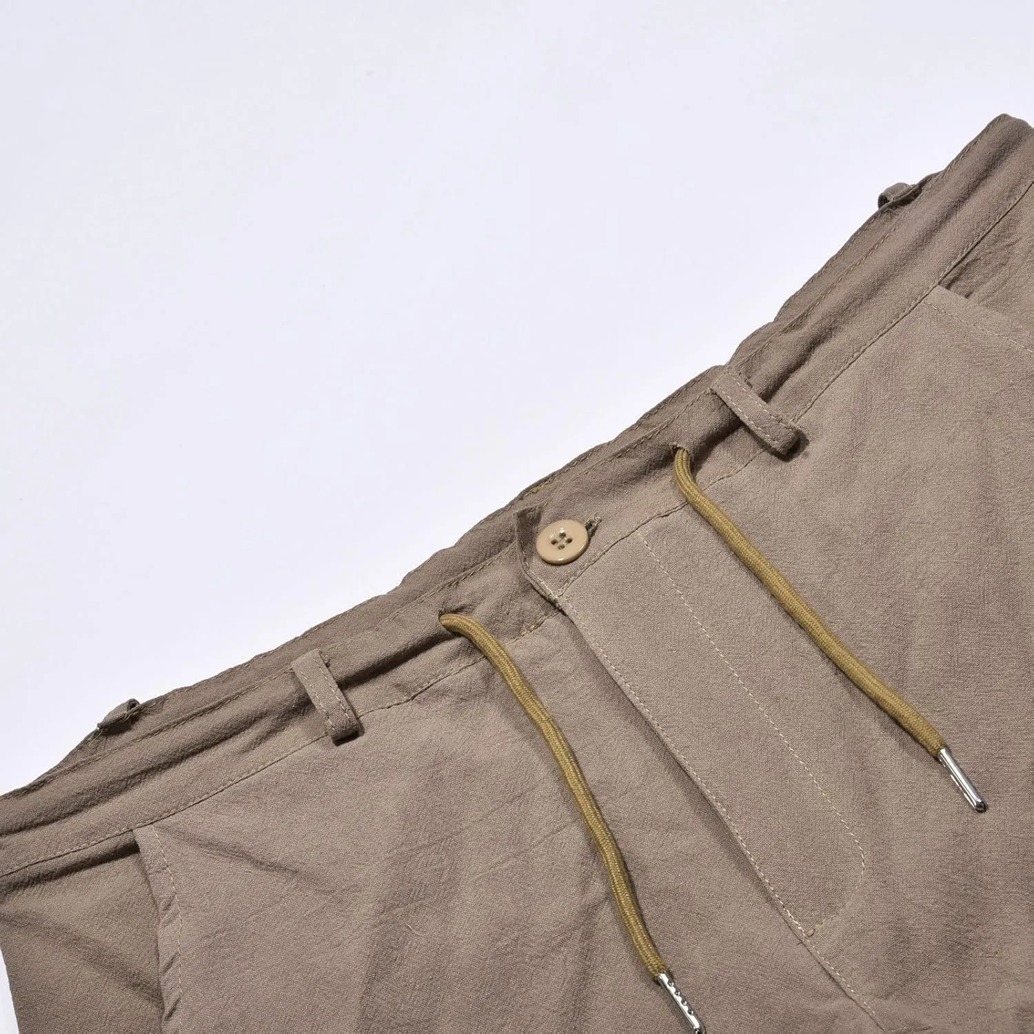 Men's Linen Regular Fit Shorts, Casual Elastic Waist Drawstring Lightweight Board Summer Beach Shorts with Pockets