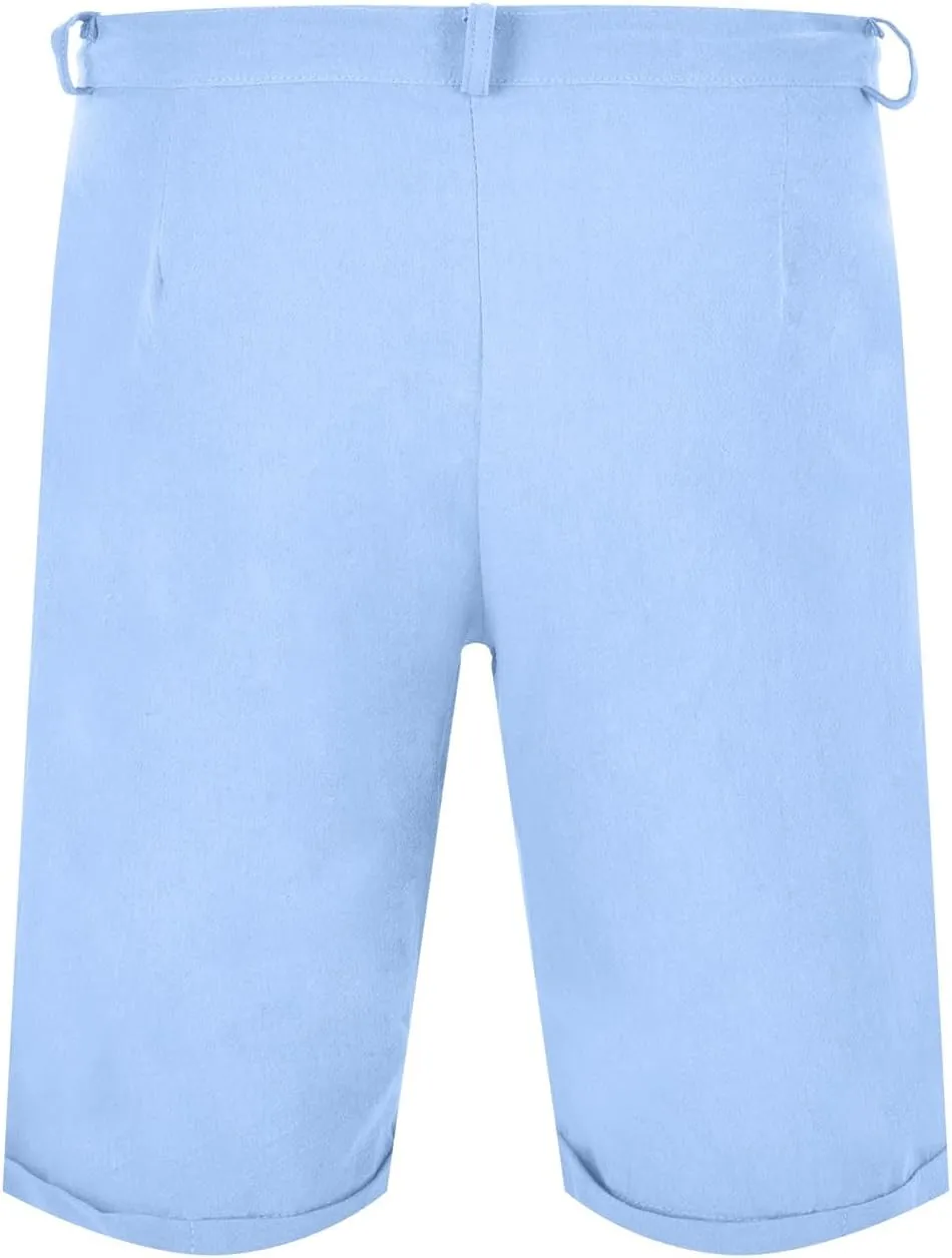 Men's Linen Regular Fit Shorts, Casual Elastic Waist Drawstring Lightweight Board Summer Beach Shorts with Pockets