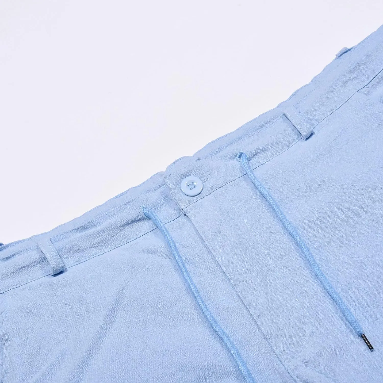 Men's Linen Regular Fit Shorts, Casual Elastic Waist Drawstring Lightweight Board Summer Beach Shorts with Pockets