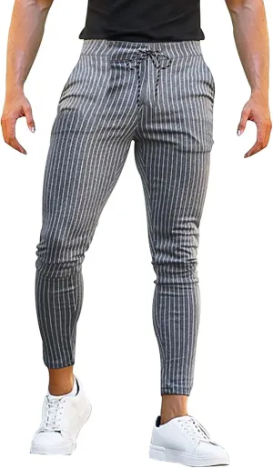 Mens Modern Stretch Wrinkle Resistant Chino Pants Slim Fit Skinny Long Pants Casual Business Golf Dress Pants Taped Pants