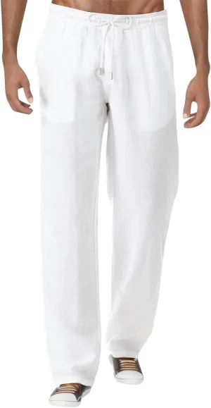 Men's Pants Casual Baggy Pants Solid Breathable Comfy Lounge Pants Elastic Waist Joggers with Pockets House Trousers