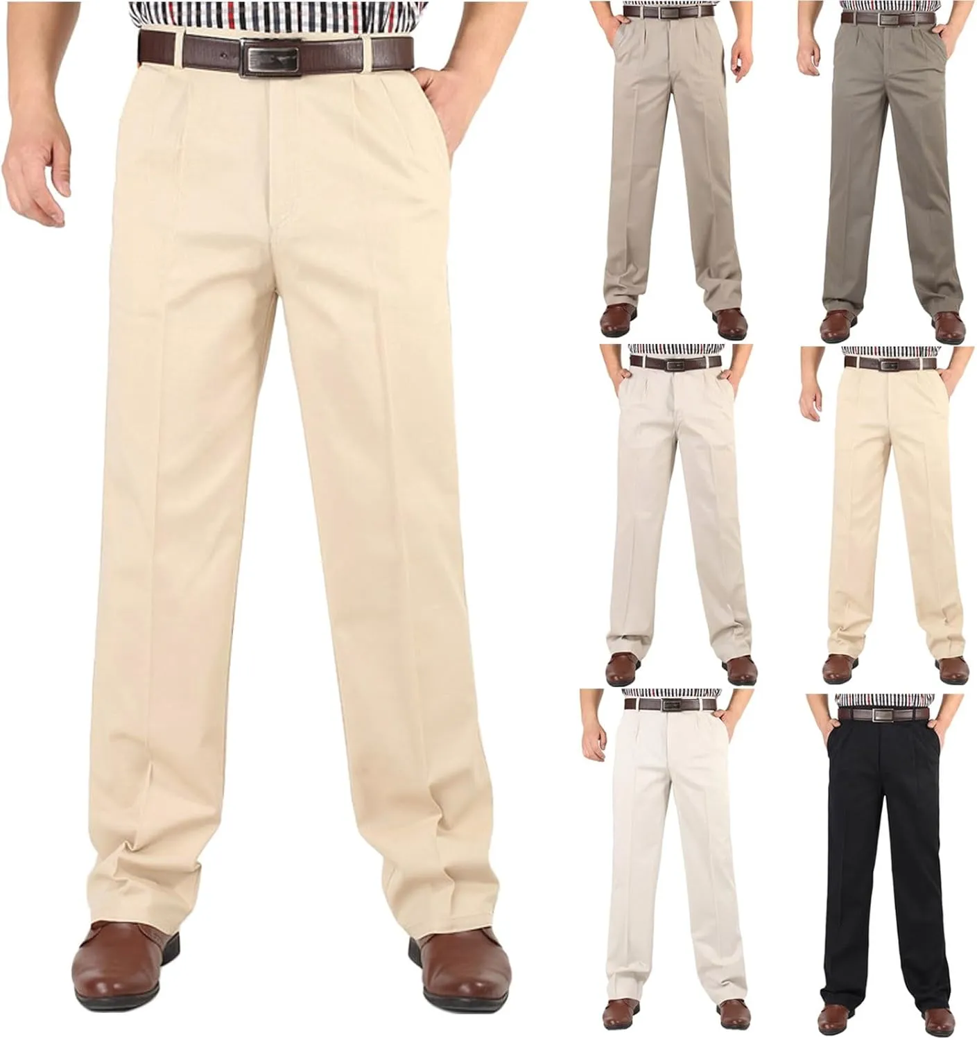 Men's Pants Classic Casual Relaxed Fit Business Office Pants Golf Suit Dress Pants for Men Straight Leg Golf Pants