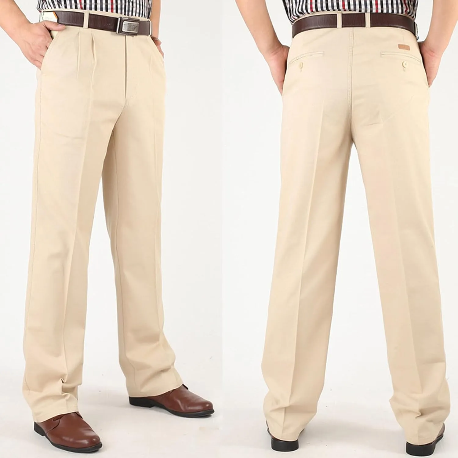 Men's Pants Classic Casual Relaxed Fit Business Office Pants Golf Suit Dress Pants for Men Straight Leg Golf Pants