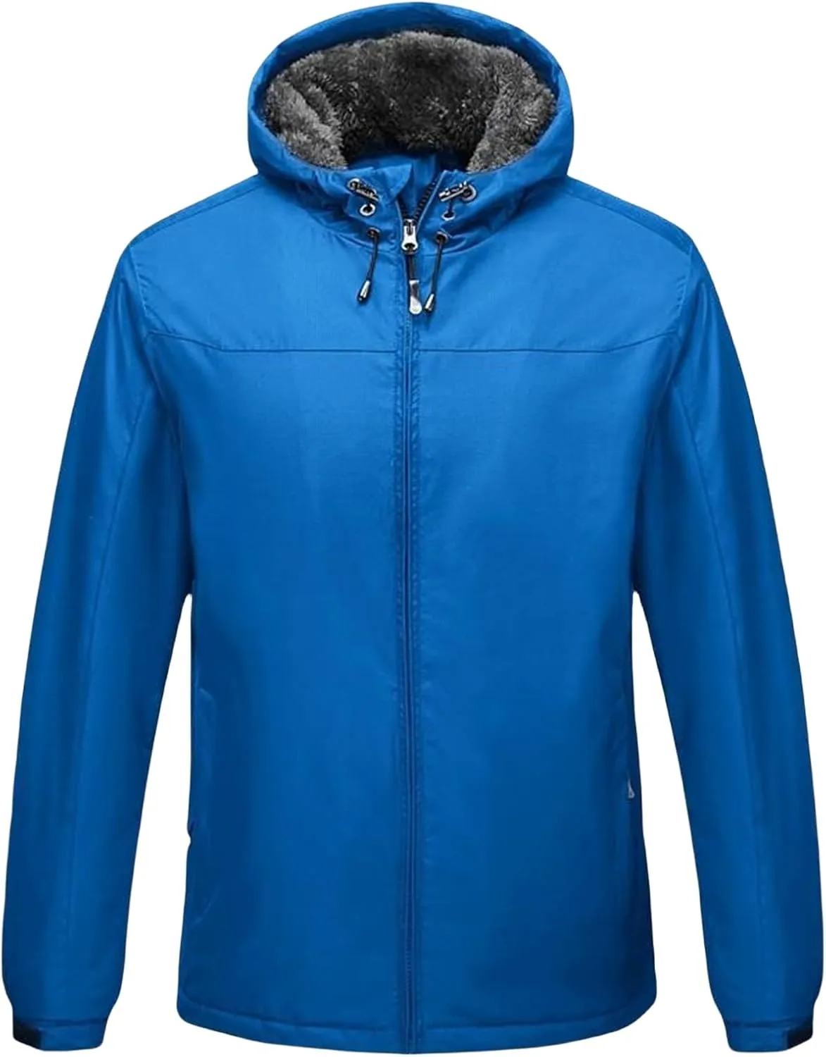 Men's Sherpa Lined Rain Coat Men Windbreaker Rain Jackets Waterproof With Hood Outdoor Hooded Hiking Fleece Jacket