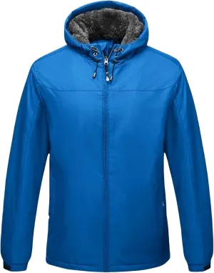 Men's Sherpa Lined Rain Coat Men Windbreaker Rain Jackets Waterproof With Hood Outdoor Hooded Hiking Fleece Jacket