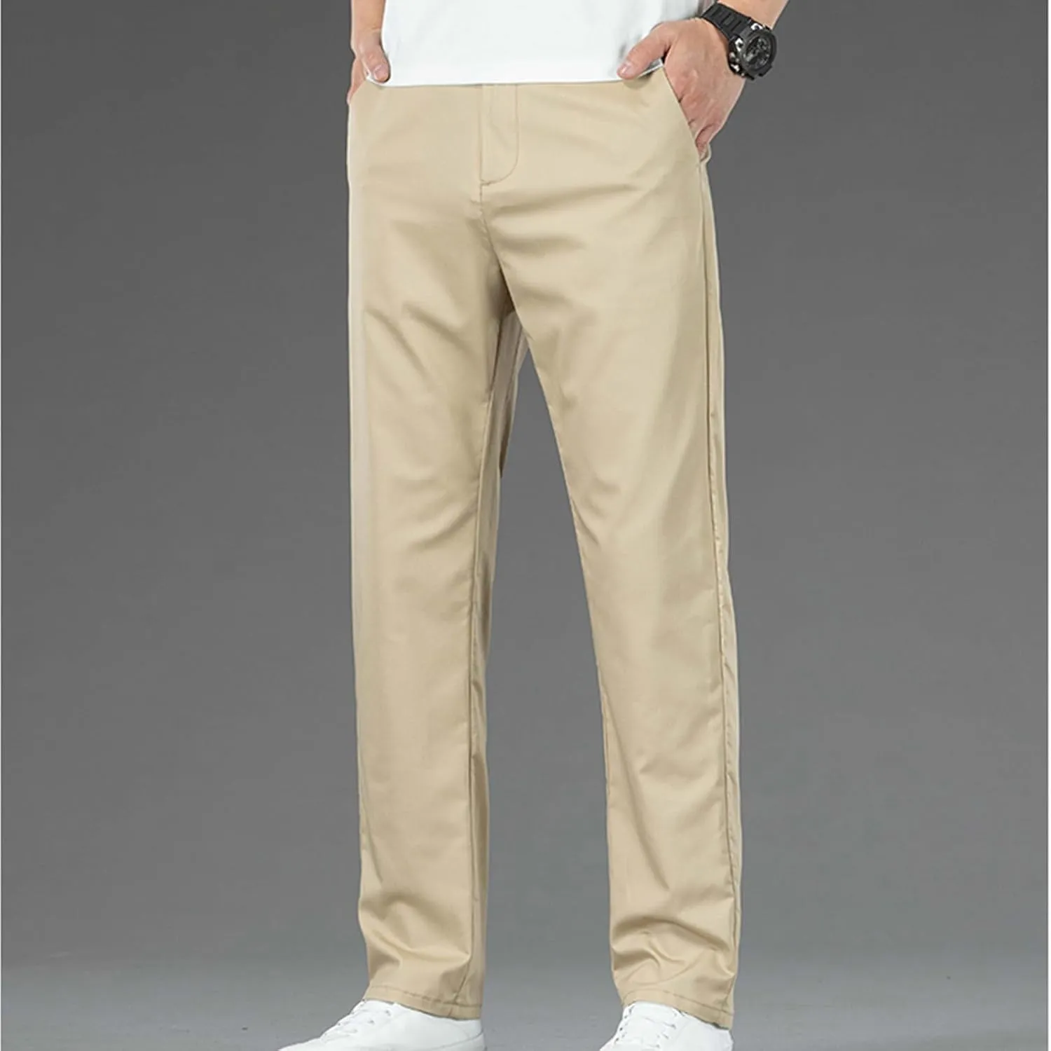 Mens Stretch Dress Pants Business Casual Formal Suit Work Pants Regular Fit Wrinkle Free Slim Fit Tapered Trousers
