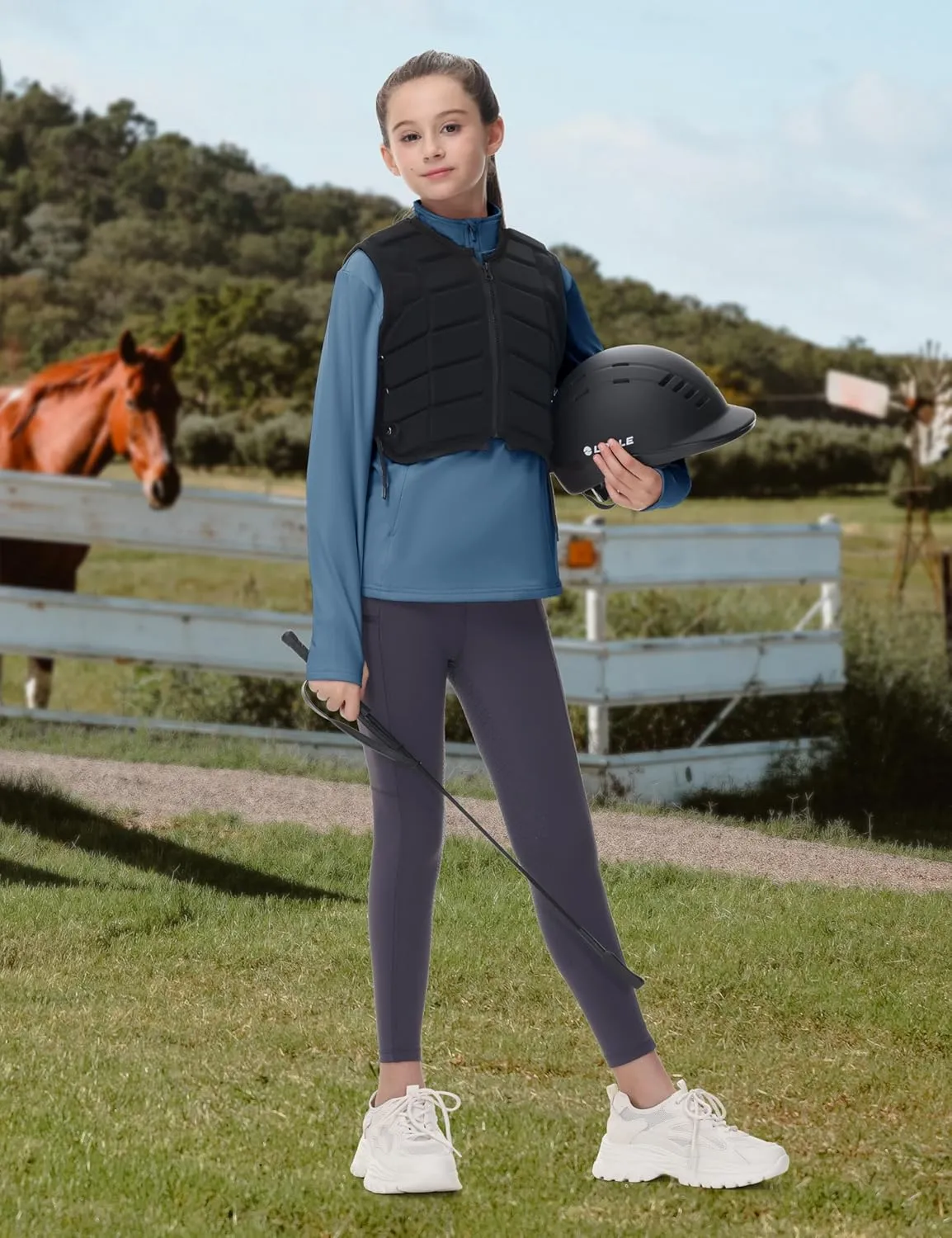 MoFiz Girls Fleece Long Sleeve Shirts Half Zip Fall Winter Jacket Horse Riding Thermal Pullover Sweatshirts with Pockets