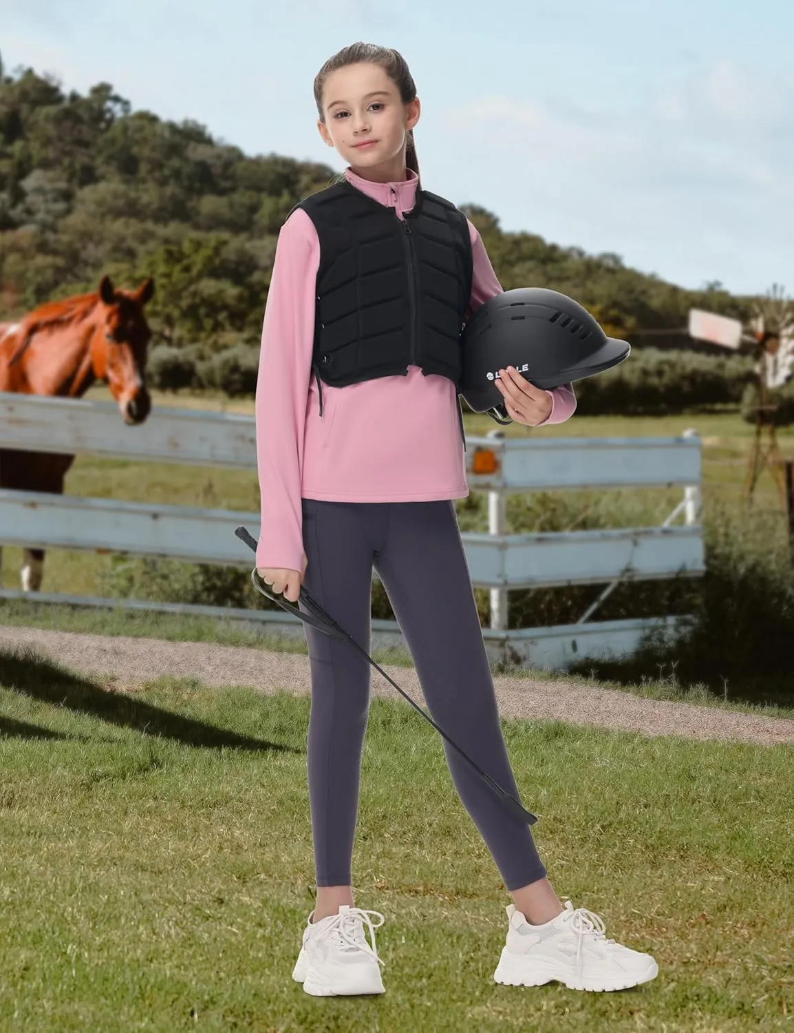 MoFiz Girls Fleece Long Sleeve Shirts Half Zip Fall Winter Jacket Horse Riding Thermal Pullover Sweatshirts with Pockets