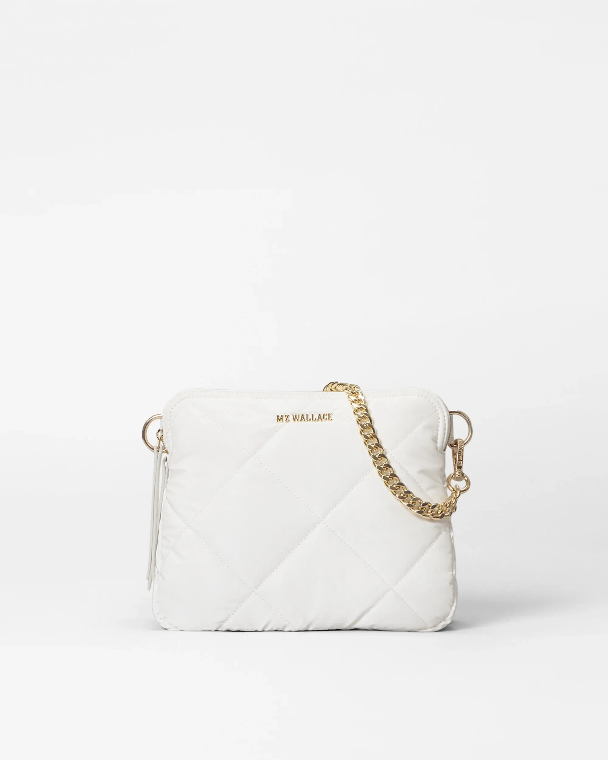 MZ Wallace Quilted Madison Crossbody Chalk Liquid