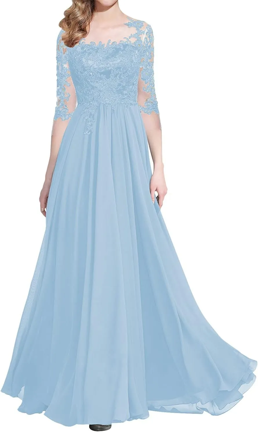 NABN Lace Bridesmaid Dresses with Sleeves Formal Evening Gowns Chiffon Wedding Guest Dresses for Women