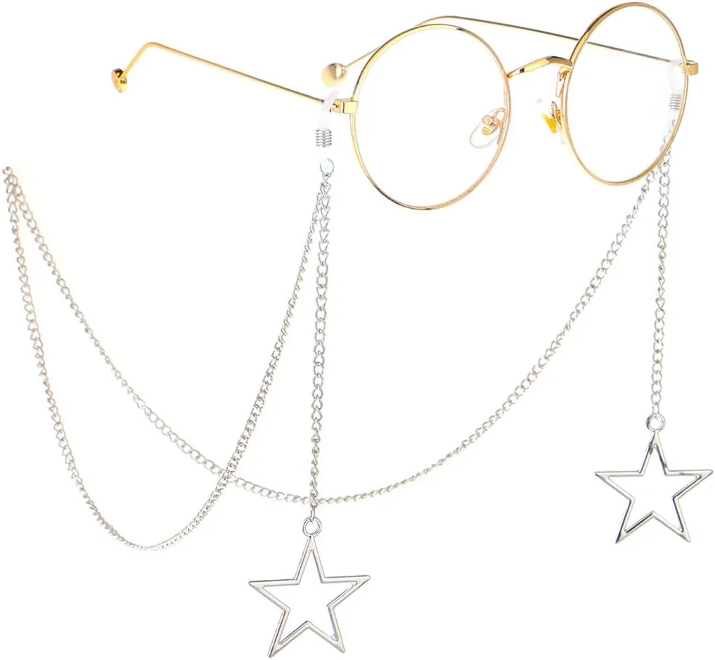 Naimo 2PCS Pearl Star Pendant Eyeglass Chains Eyewear Strap Holder Reading Glasses Retainer