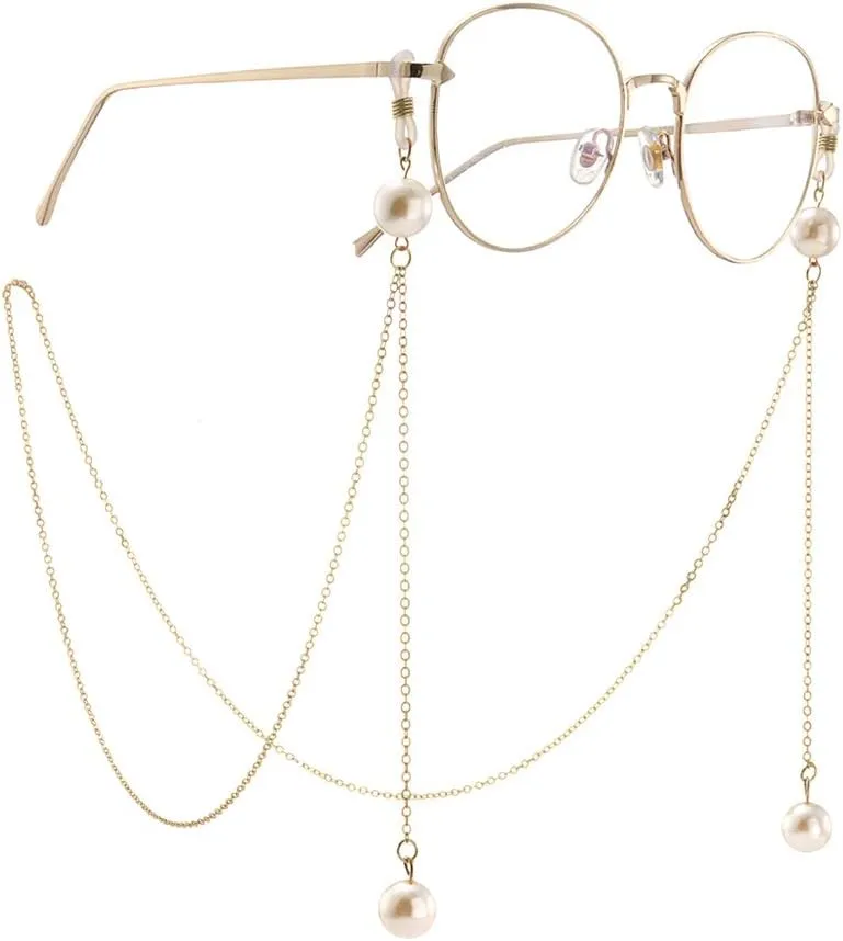 Naimo 2PCS Pearl Star Pendant Eyeglass Chains Eyewear Strap Holder Reading Glasses Retainer