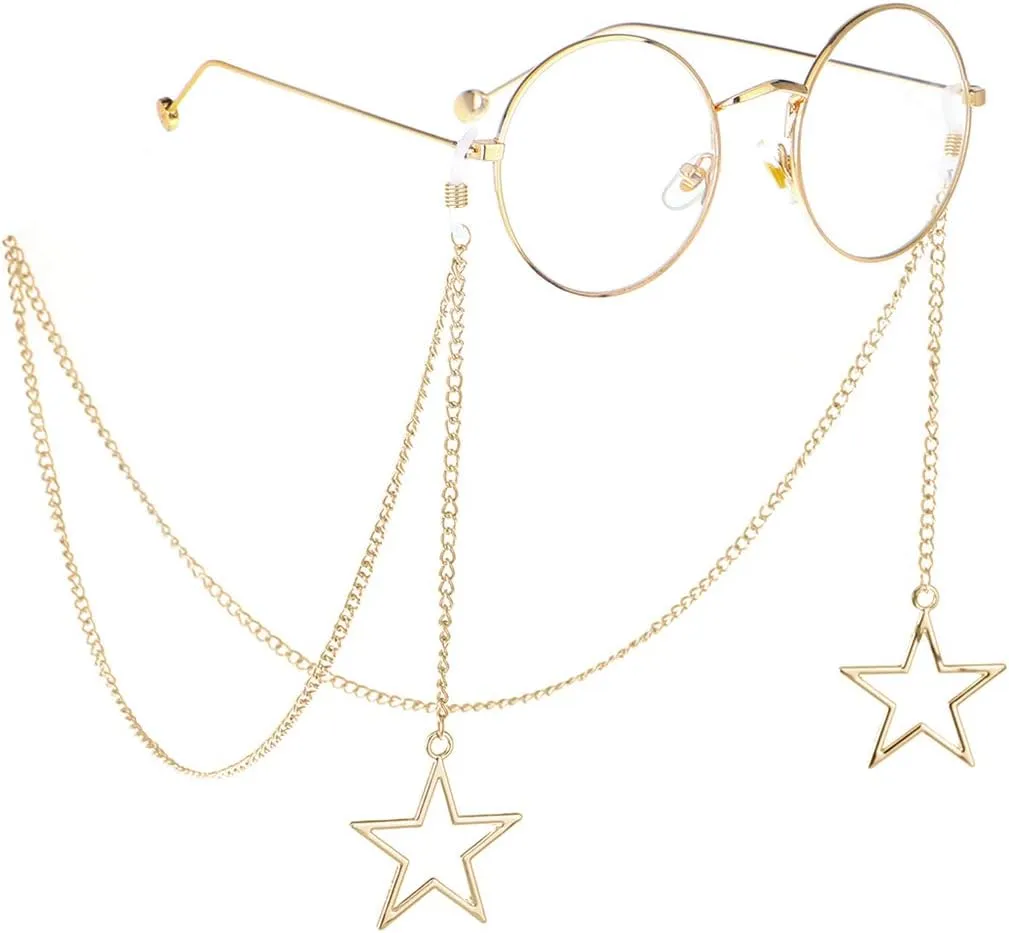 Naimo 2PCS Pearl Star Pendant Eyeglass Chains Eyewear Strap Holder Reading Glasses Retainer