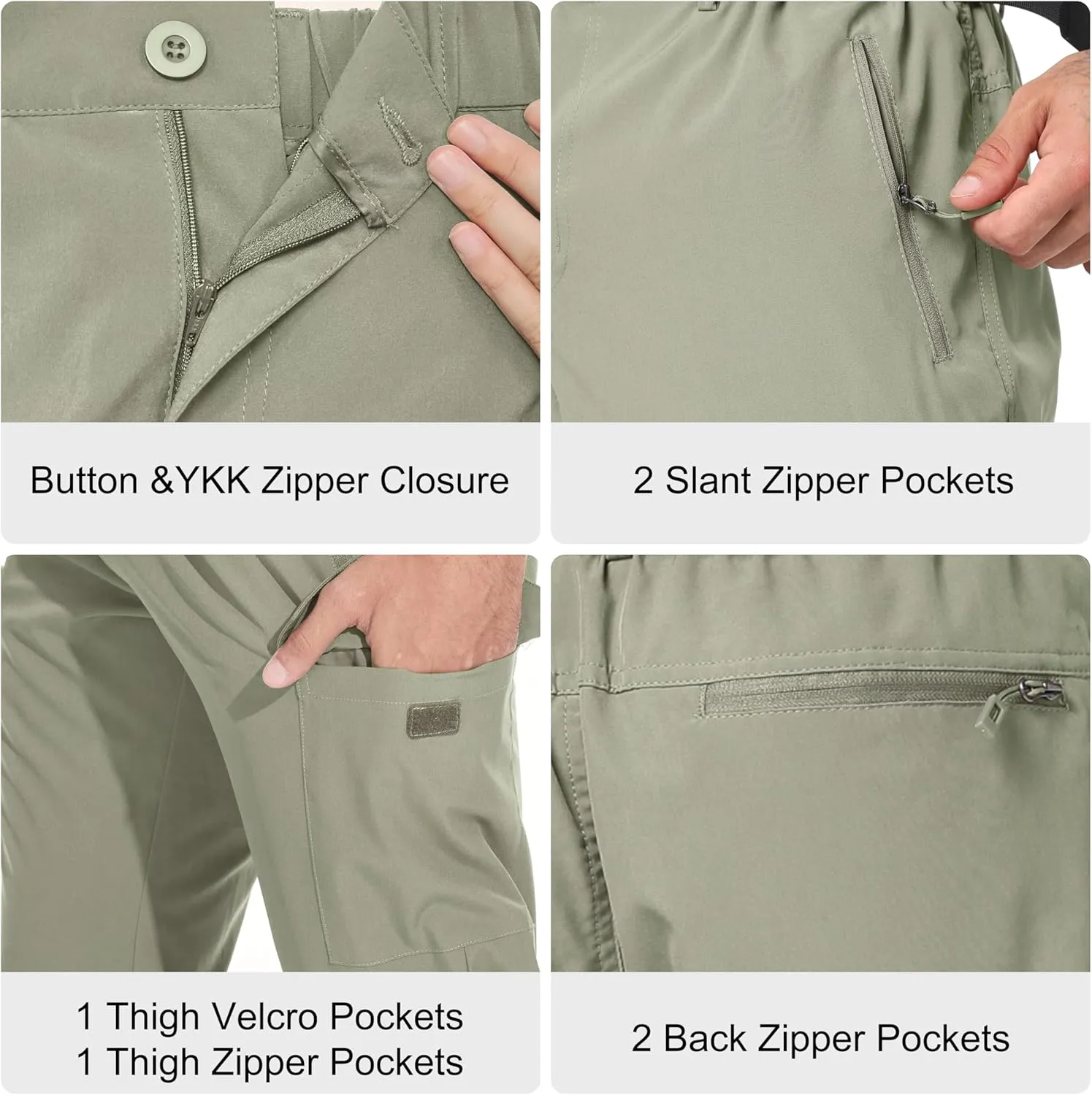 NATUVENIX Hiking Pants Men Lightweight Travel Pants for Men Quick Dry Mens Fishing Pants Water Resistant Cargo Work Pants