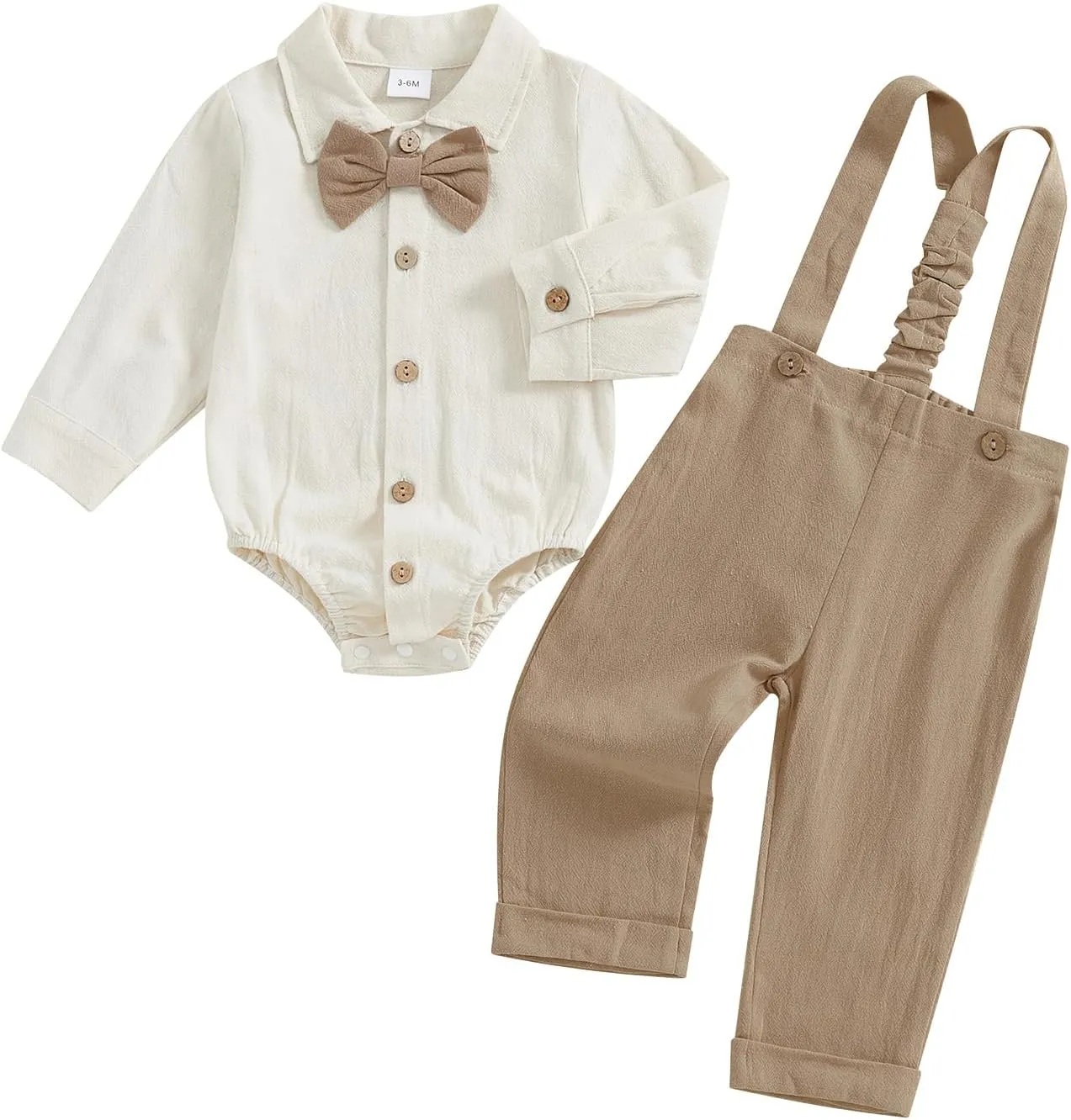 Newborn Infant Baby Boy Outfits Suit Bowtie Dress Romper Suspender Overalls Pants Set Gentleman Wedding Clothes Formal