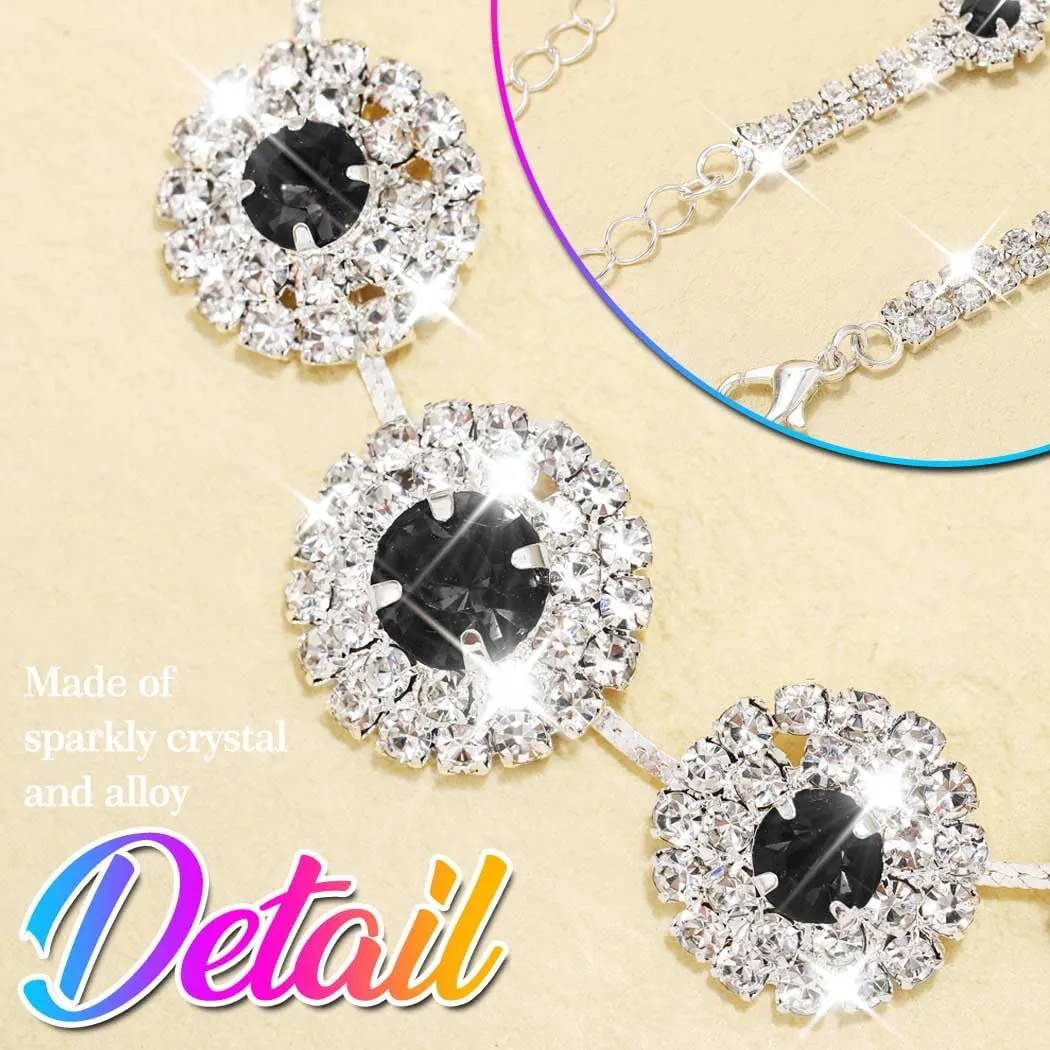 Nicute Rhinestone Wedding Jewelry Set Silver Bridal Necklace Earrings Sets Formal Costume Jewelry for Women