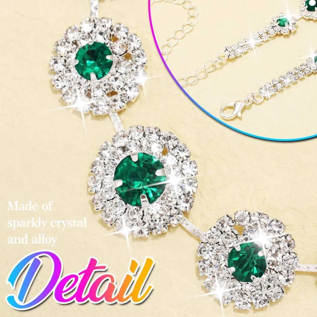 Nicute Rhinestone Wedding Jewelry Set Silver Bridal Necklace Earrings Sets Formal Costume Jewelry for Women