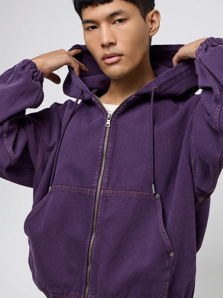 Nuon Purple Relaxed-Fit Denim Jacket