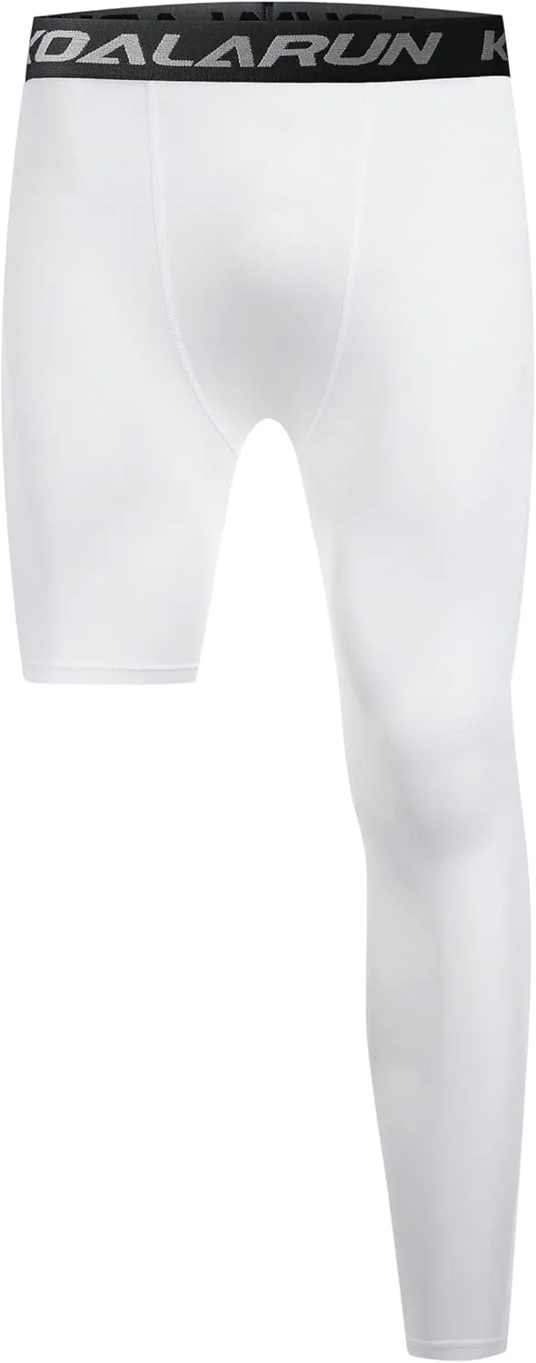 One Leg Compression Tights Full Length for Basketball Single Leg Long Pants Sports Base Layer Leggings 1-2 Pack