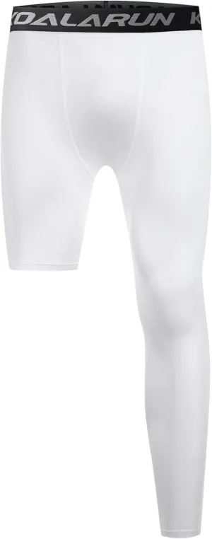 One Leg Compression Tights Full Length for Basketball Single Leg Long Pants Sports Base Layer Leggings 1-2 Pack