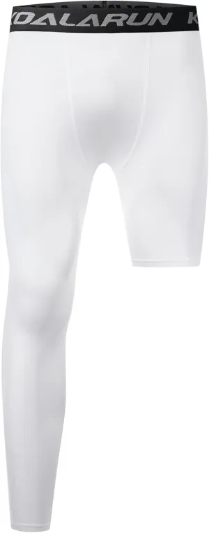 One Leg Compression Tights Full Length for Basketball Single Leg Long Pants Sports Base Layer Leggings 1-2 Pack